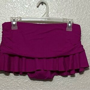 Ralph Lauren Magenta Ruffled Bandeau Swim Skirt